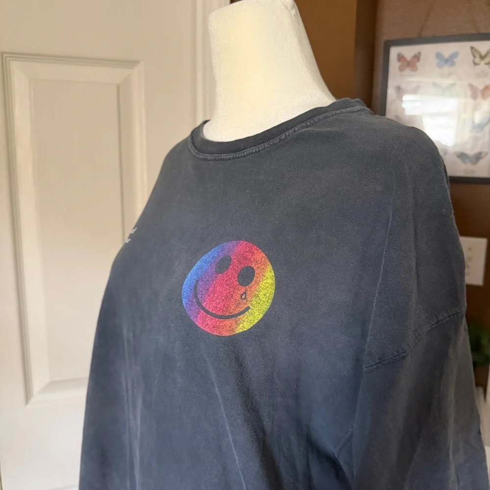 Comfort Colors Stone Wash “Happy and Sad at the Same Time” Graphic Tshirt / XL - Picture 4 of 10